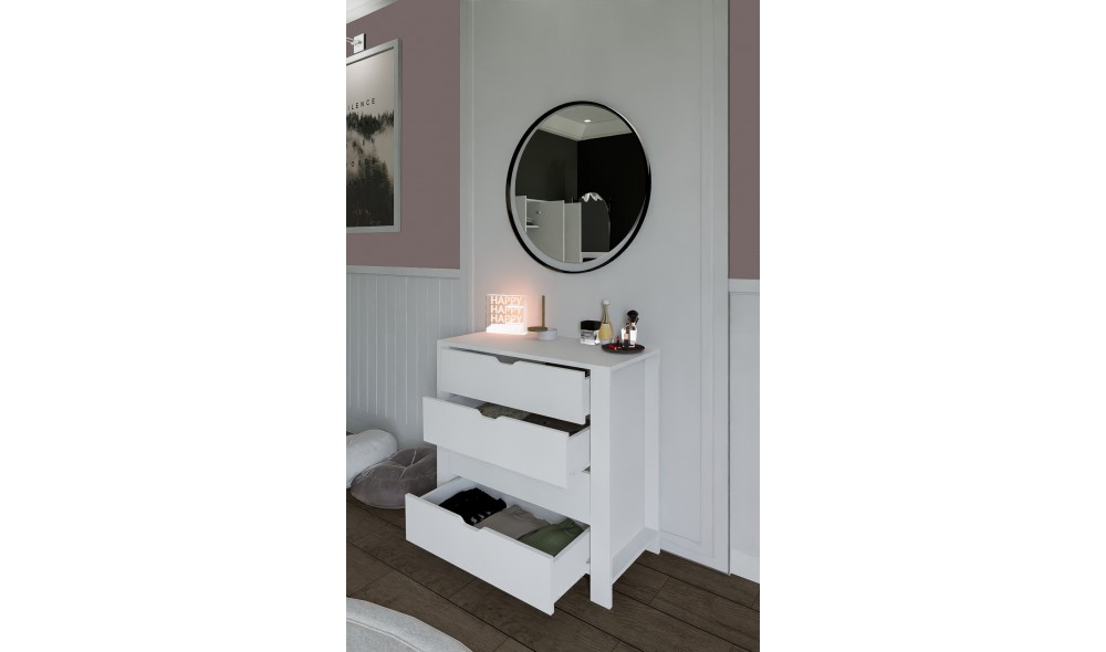 Comoda, Duru 1600-31 - White, 90 x 85 x 42 cm