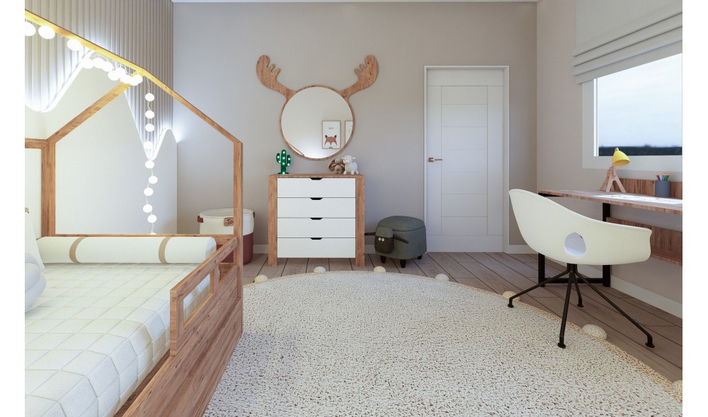 Comoda, Nisan 1600-026 - White, Walnut, 90 x 85 x 42 cm