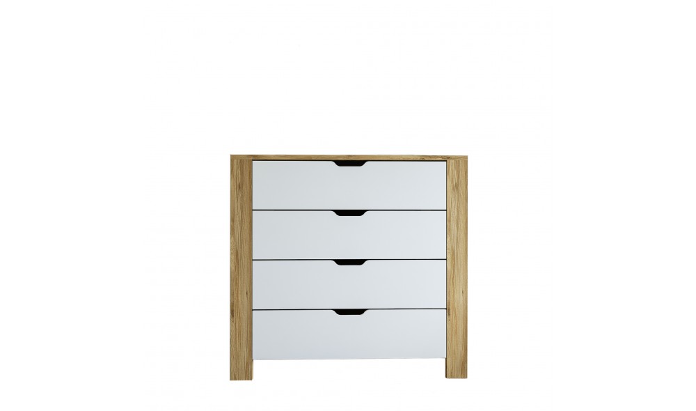 Comoda, Nisan 1600-026 - White, Walnut, 90 x 85 x 42 cm