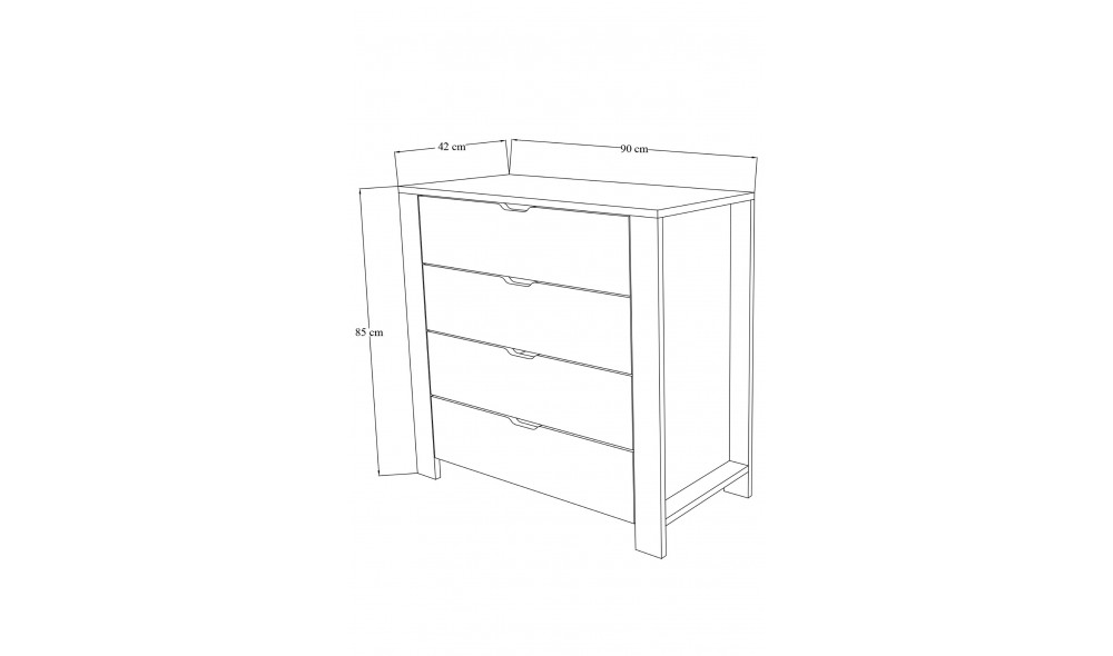 Comoda, Nisan 1600-026 - White, Walnut, 90 x 85 x 42 cm