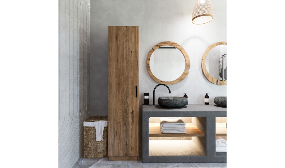 Dulap, Yaman 1 Door - Walnut, 40 x 182 x 47 cm