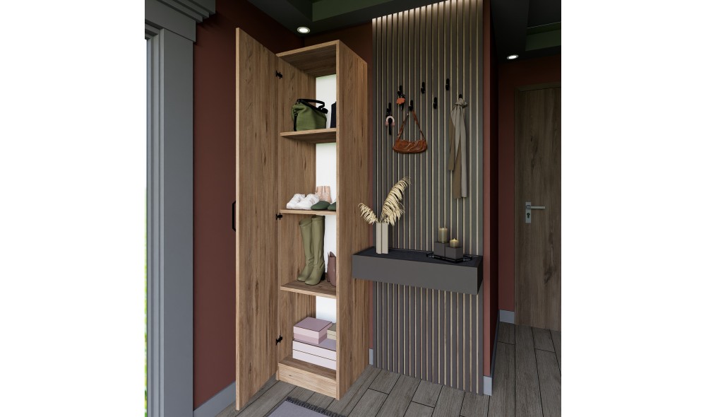 Dulap, Yaman 1 Door - Walnut, 40 x 182 x 47 cm