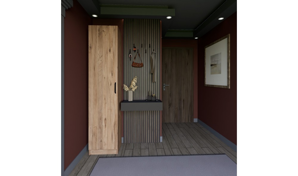 Dulap, Yaman 1 Door - Walnut, 40 x 182 x 47 cm