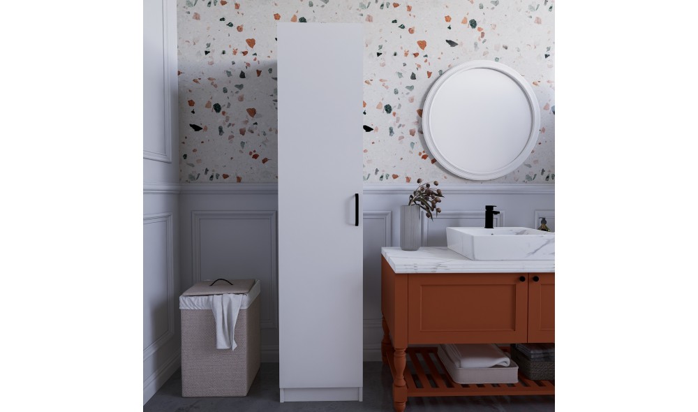 Dulap, Yaman 1 Door - White, 40 x 182 x 47 cm