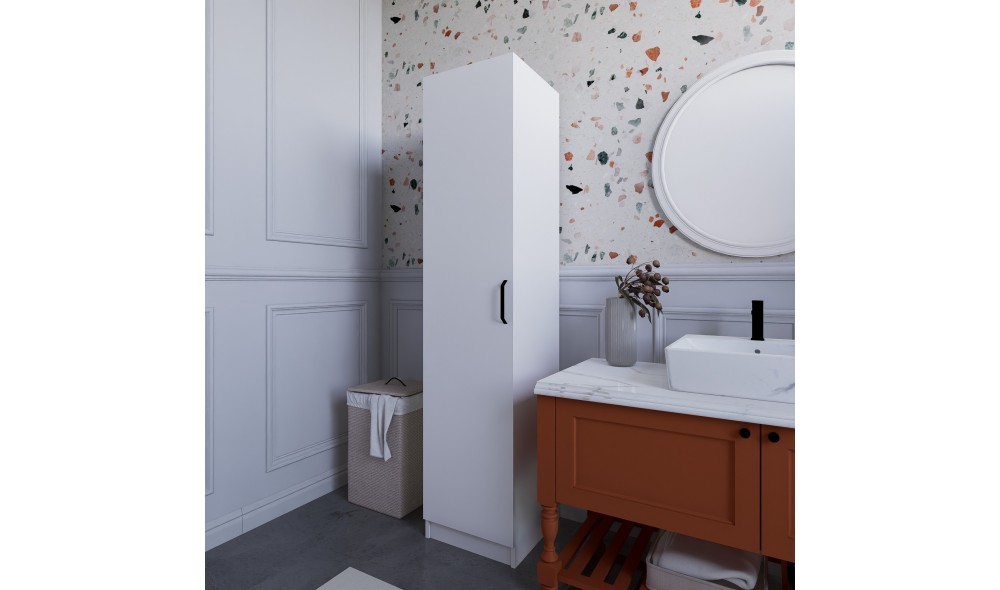 Dulap, Yaman 1 Door - White, 40 x 182 x 47 cm