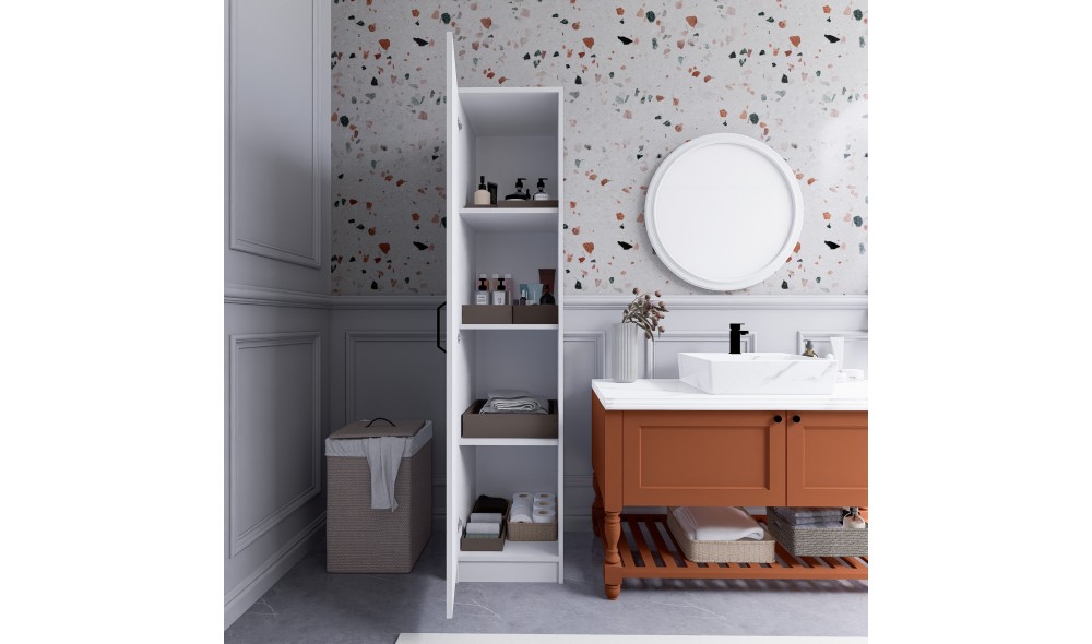 Dulap, Yaman 1 Door - White, 40 x 182 x 47 cm