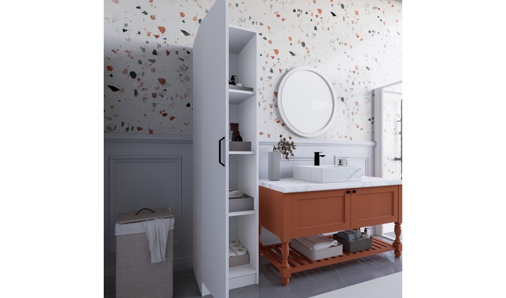 Dulap, Yaman 1 Door - White, 40 x 182 x 47 cm