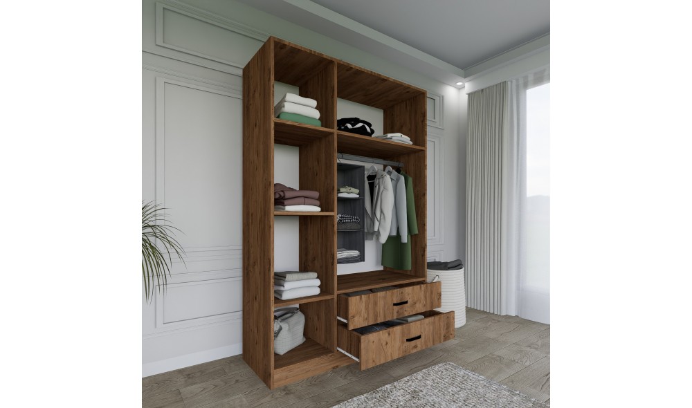 Dulap, Yaman 1600-027 - Walnut, 120 x 181 x 45 cm