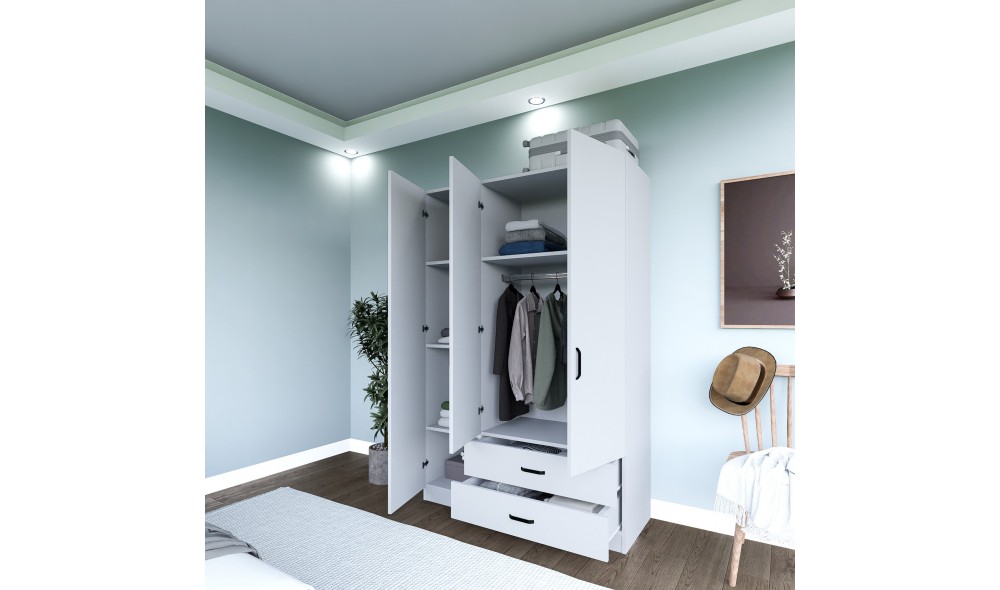 Dulap, Yaman 1600-32 - White, 120 x 181 x 45 cm