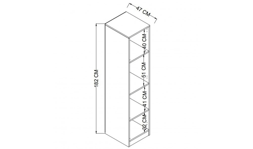 Dulap, Yaman 1600-040 - Grey, 40 x 182 x 47 cm