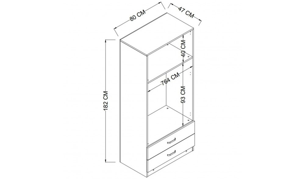 Dulap, Yaman 1600-044 - Pine, 80 x 182 x 47 cm