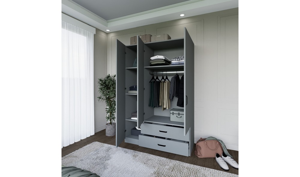 Dulap, Yaman Luna 1600-037 - Grey, 120 x 181 x 45 cm