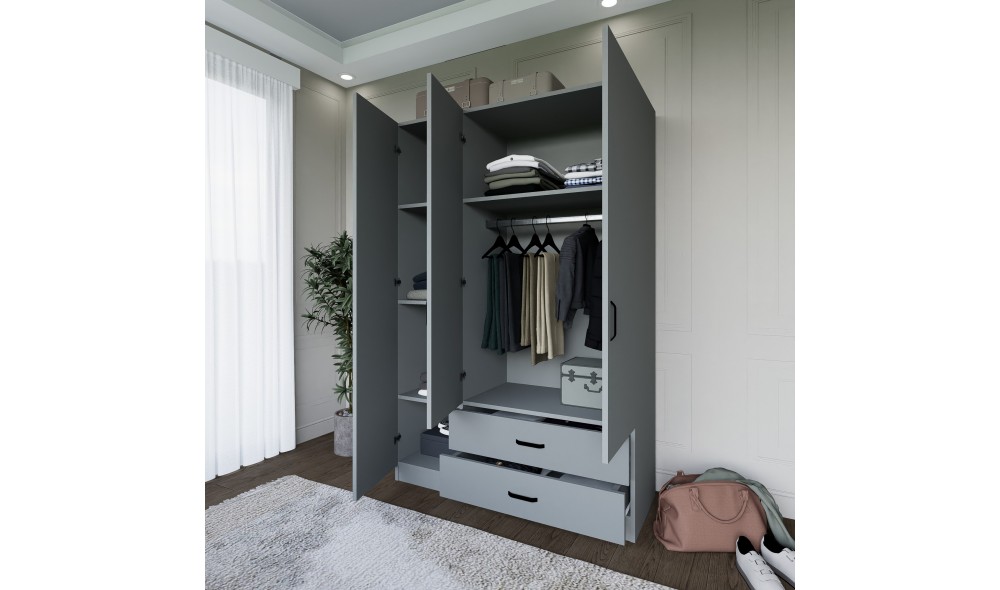 Dulap, Yaman Luna 1600-037 - Grey, 120 x 181 x 45 cm