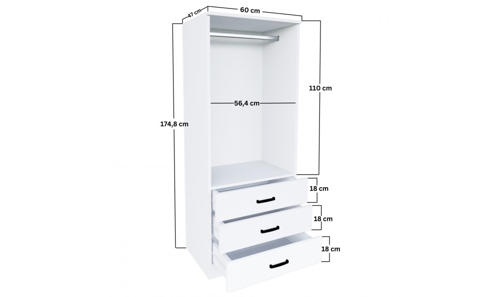 Dulap, Easy 1600-58, 60 x 174,8 x 47 cm