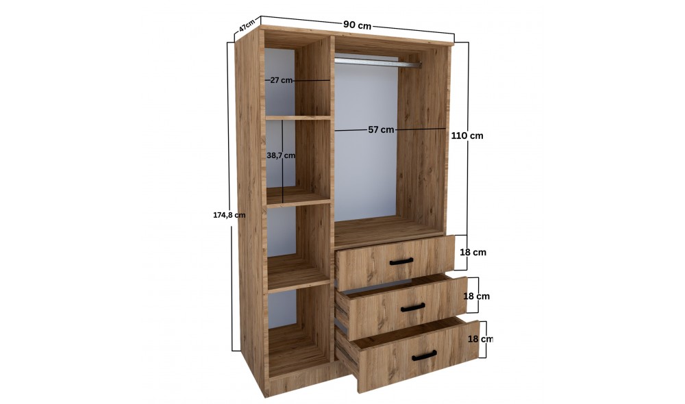 Dulap, Easy 1600-56, 90 x 174,8 x 47 cm