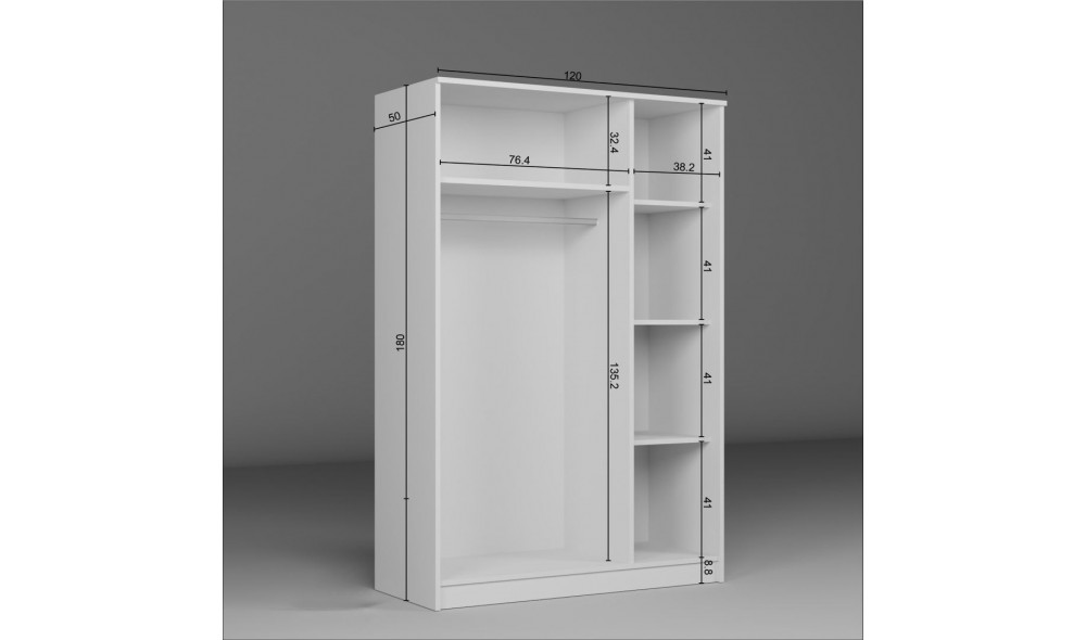 Dulap, Kardelen 1600-101, 120 x 180 x 51,8 cm