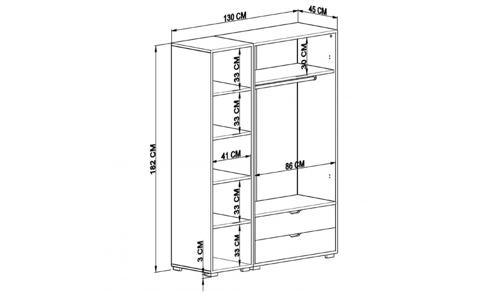 Dulap, Duru 1600-020, 130 x 183 x 45 cm