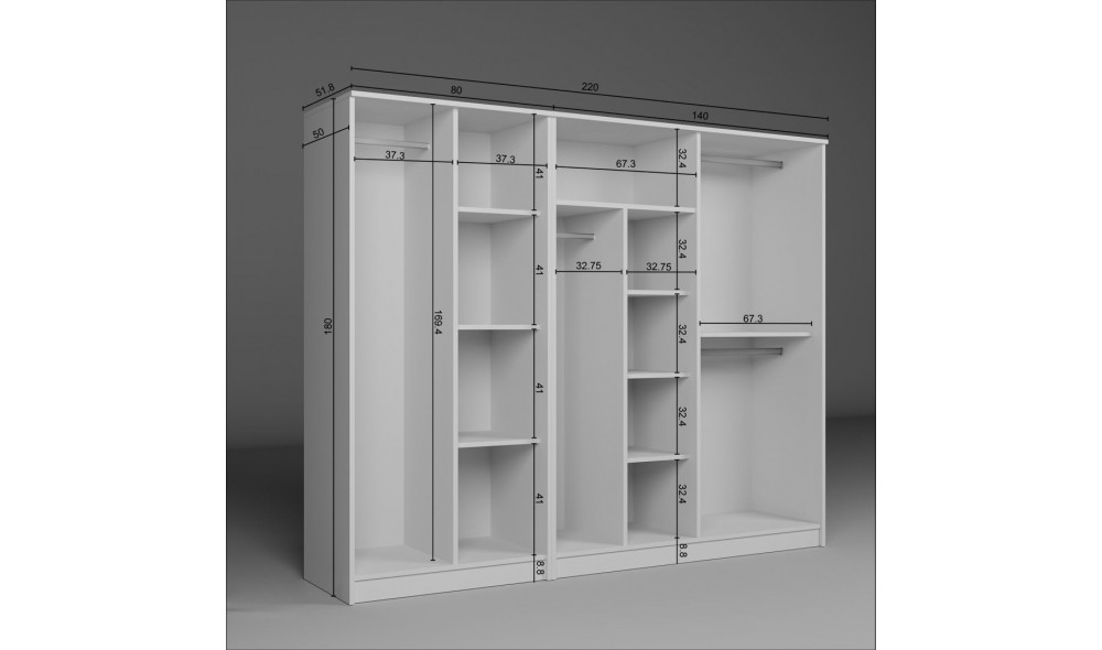 Dulap, Kardelen 1600-105, 220 x 180 x 51,8 cm