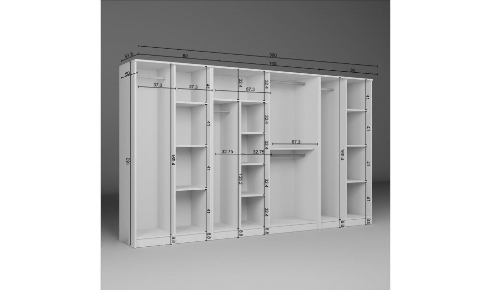 Dulap, Kardelen 1600-108, 300 x 180 x 51,8 cm