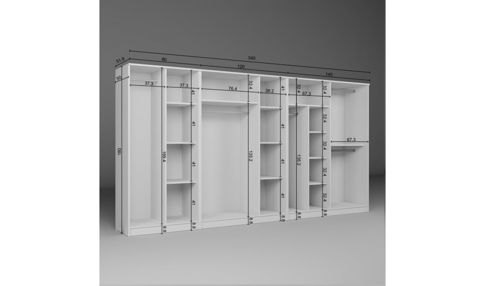 Dulap, Kardelen 1600-109, 340 x 180 x 51,8 cm