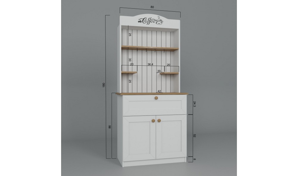 Stand de cafea, Lucas 1600-93, 80 x 180 x 42 cm