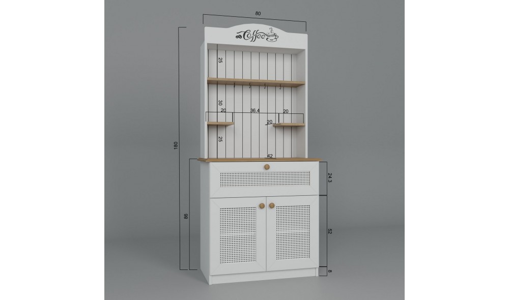 Stand de cafea, Lucas 1600-148, 80 x 180 x 42 cm