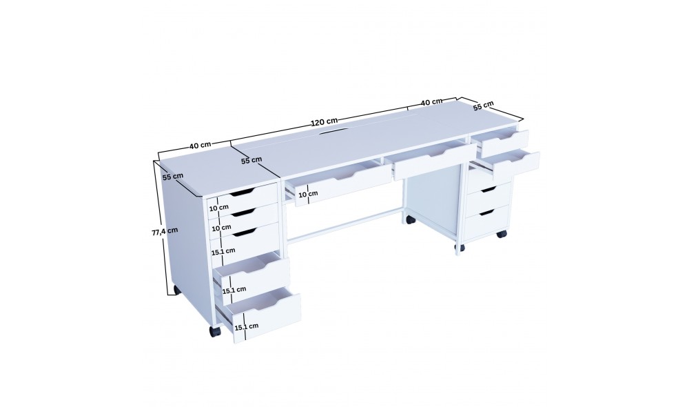 Masa de machiaj, Duru 1600-55, 200 x 77,4 x 55 cm