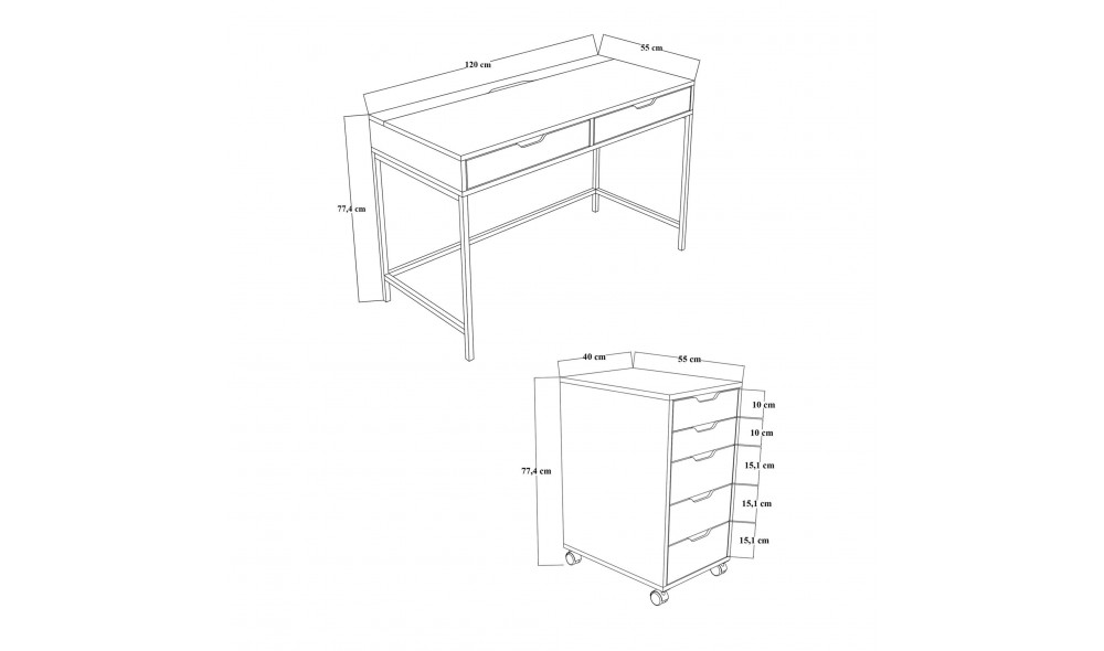 Birou, Working 1600-77, 120 x 77,4 x 55 cm