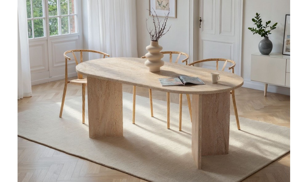 Masa de sufragerie, Sablin - Travertine, 180 x 75 x 90 cm