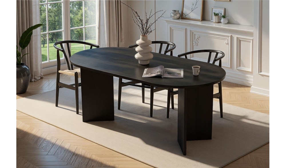 Masa de sufragerie, Sablin - Wood Black, 180 x 75 x 90 cm