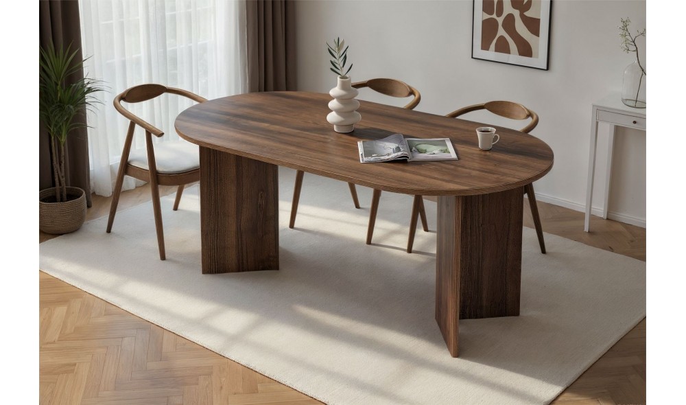 Masa de sufragerie, Sablin - Venezia Walnut, 180 x 75 x 90 cm