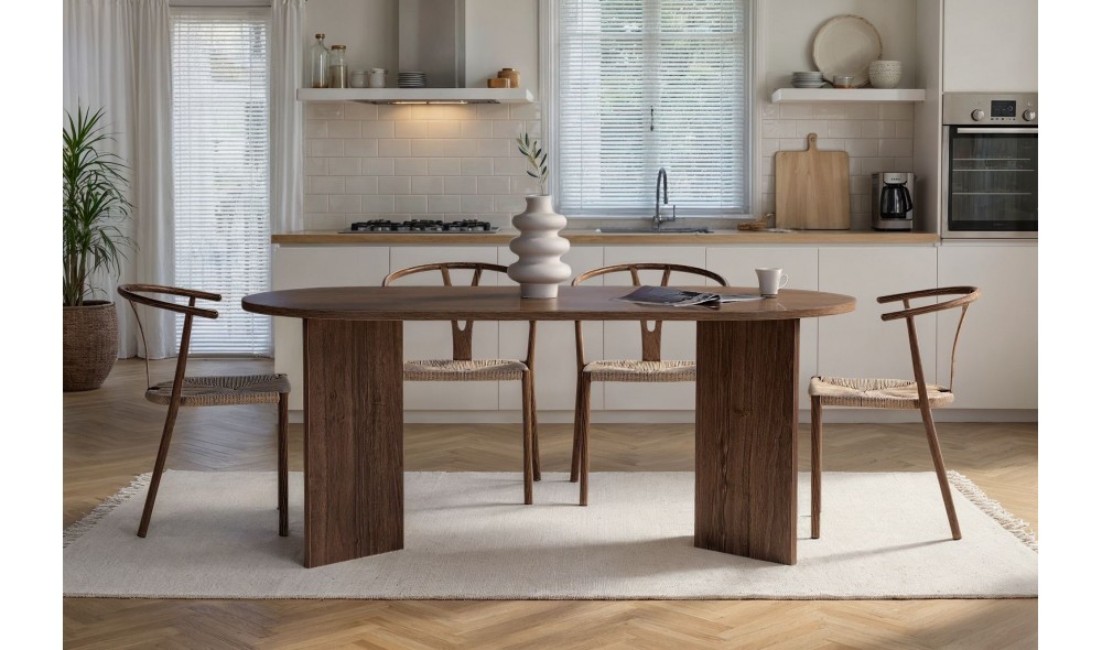 Masa de sufragerie, Sablin - Venezia Walnut, 180 x 75 x 90 cm