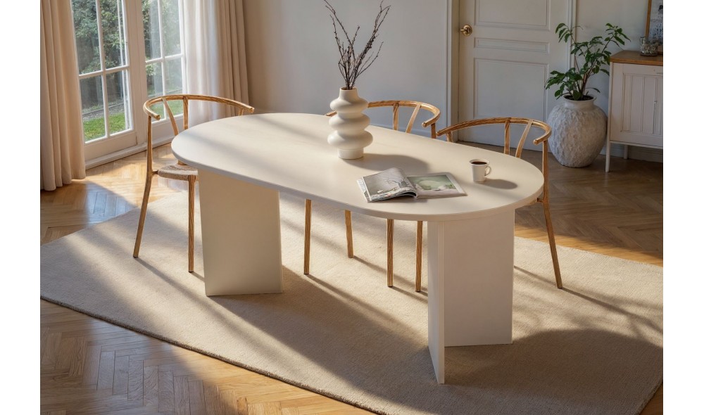 Masa de sufragerie, Sablin - Wood White, 180 x 75 x 90 cm