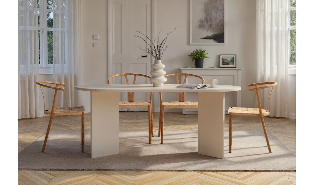 Masa de sufragerie, Sablin - Wood White, 180 x 75 x 90 cm