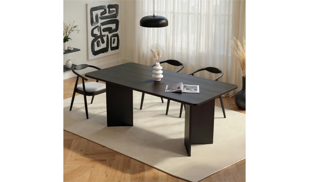 Masa de sufragerie, Linza - Wood Black, 180 x 75 x 90 cm