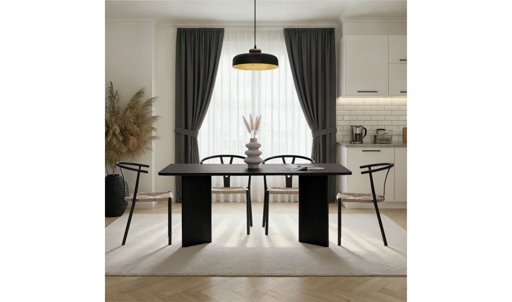 Masa de sufragerie, Linza - Wood Black, 180 x 75 x 90 cm