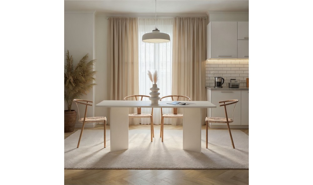 Masa de sufragerie, Linza - Wood White, 180 x 75 x 90 cm