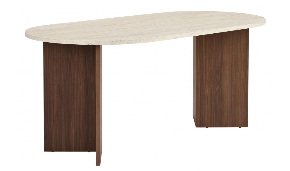 Masa de sufragerie, Sablin - Travertine, Milano Walnut, 180 x 75 x 90 cm