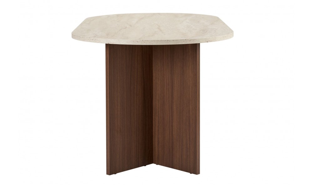 Masa de sufragerie, Sablin - Travertine, Milano Walnut, 180 x 75 x 90 cm