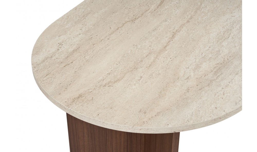 Masa de sufragerie, Sablin - Travertine, Milano Walnut, 180 x 75 x 90 cm