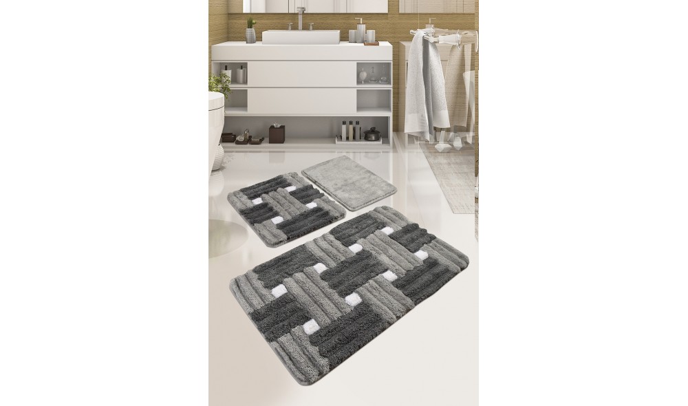 Set covoras de baie (3 piese), Piazza - Grey