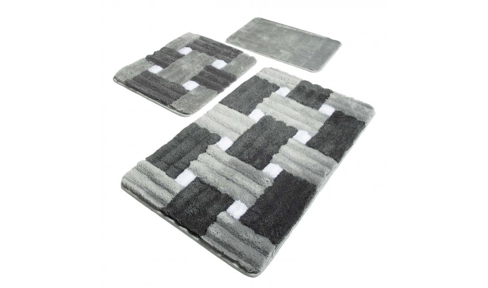 Set covoras de baie (3 piese), Piazza - Grey