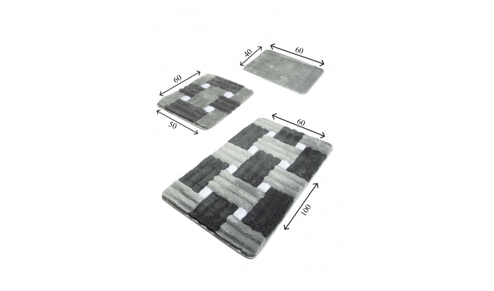 Set covoras de baie (3 piese), Piazza - Grey