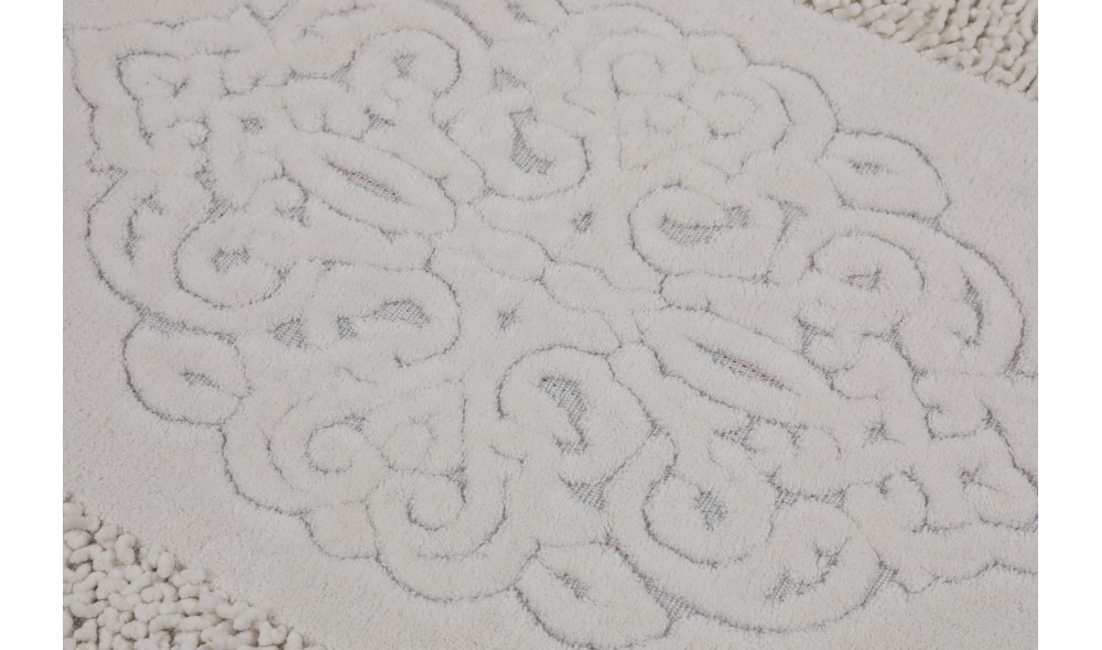 Set covoras de baie (2 piese), Piante - Ecru