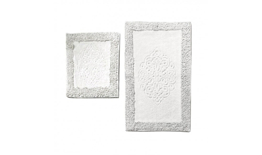 Set covoras de baie (2 piese), Piante - Ecru