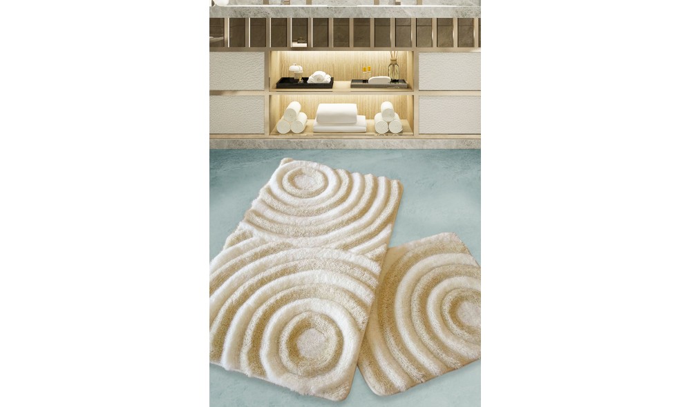 Set covoras de baie (2 piese), Wave - Ecru