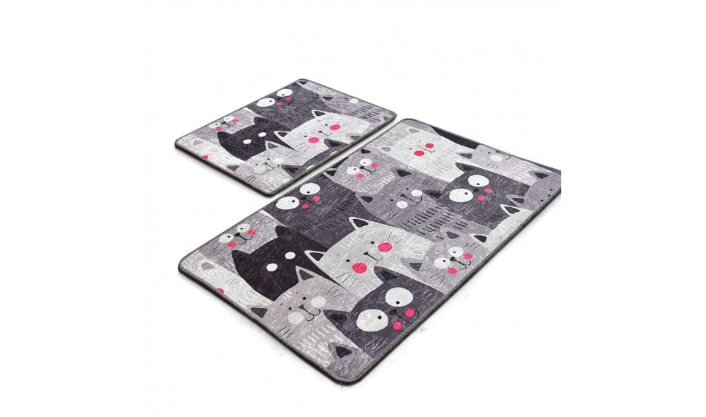 Set covoras de baie (2 piese), Meow - Grey