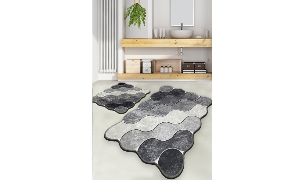 Set covoras de baie (2 piese), Circle - Grey