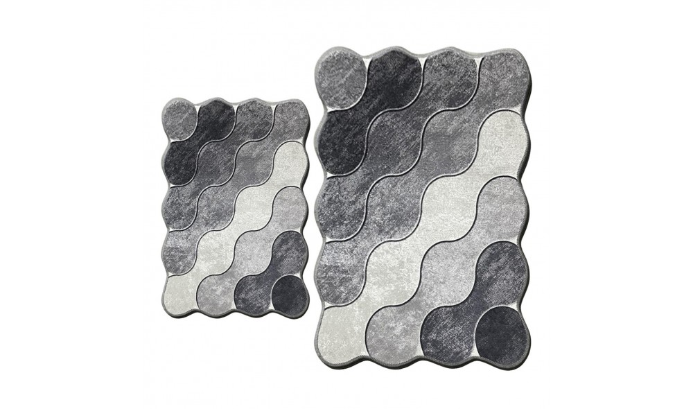Set covoras de baie (2 piese), Circle - Grey
