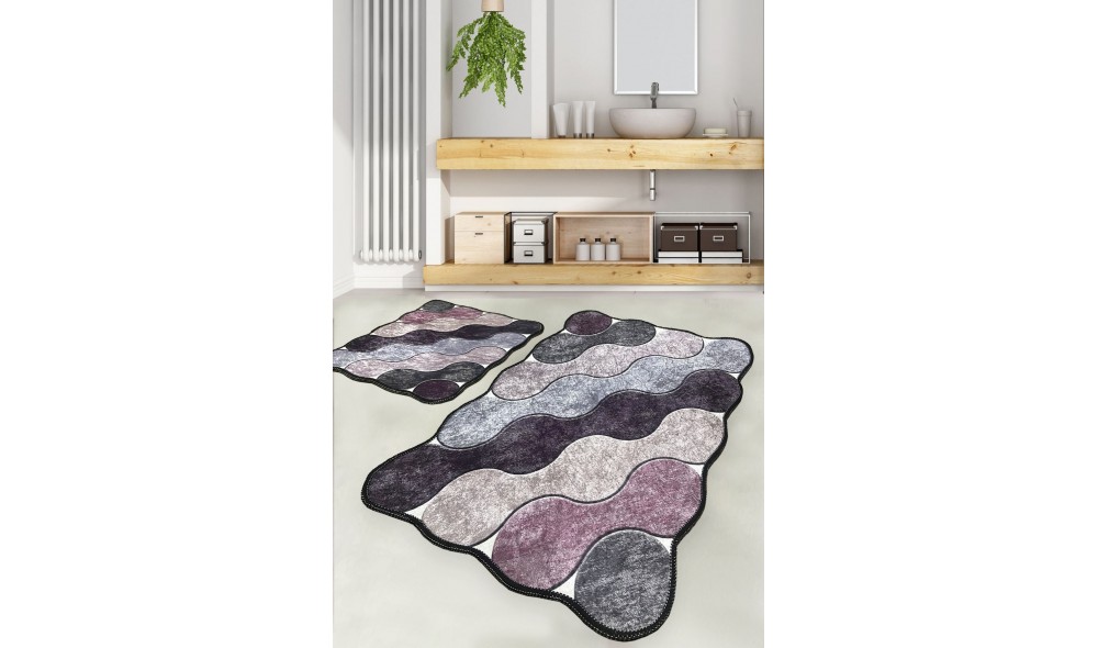 Set covoras de baie (2 piese), Circle - Purple